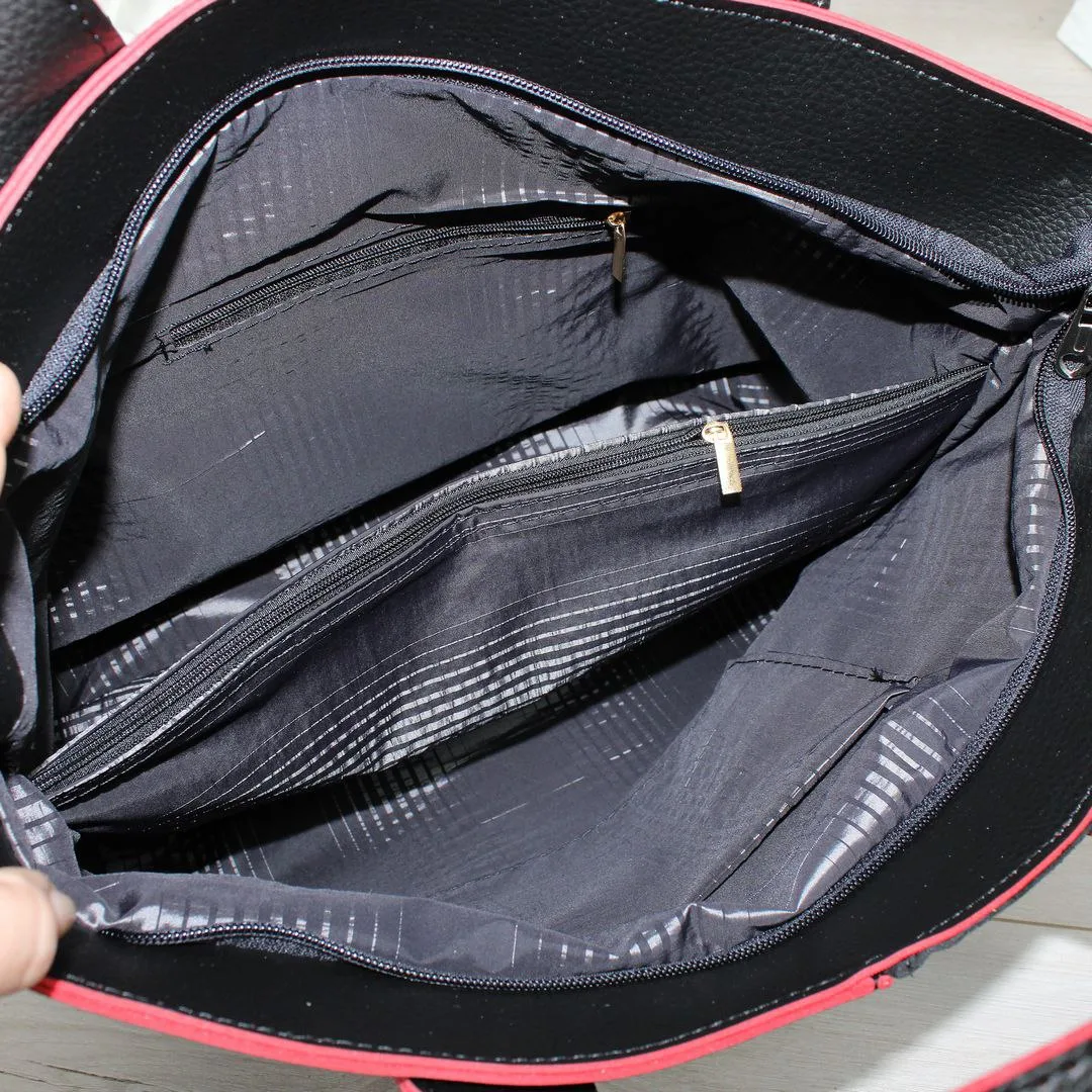 Жіноча сумка чорна з червоним для творчих особистостей